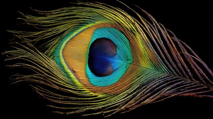 Obraz premium Peacock feather close-up with vibrant eye pattern