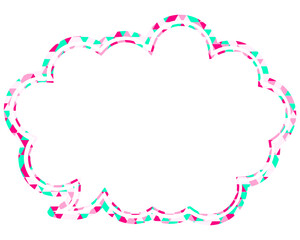 ステンドグラス風吹き出し　三角形模様　丸みのある雲形