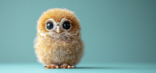 Fototapeta premium Adorable Baby Owl: A Fluffy Friend