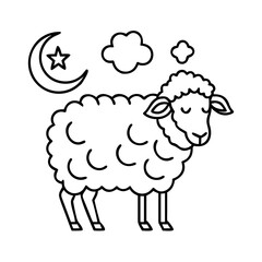 eid al adha sheep icon, eid al adha sheep line art - simple line art of eid al adha sheep, perfect for eid al adha sheep logos and icons