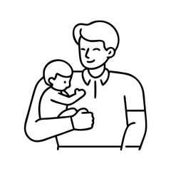 family man holding child icon, family man holding child line art - simple line art of family man holding child, perfect for family man holding child logos and icons