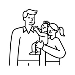 family man holding child icon, family man holding child line art - simple line art of family man holding child, perfect for family man holding child logos and icons
