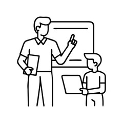 father teaching son icon, father teaching son line art - simple line art of father teaching son, perfect for father teaching son logos and icons