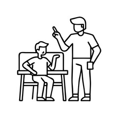 father teaching son icon, father teaching son line art - simple line art of father teaching son, perfect for father teaching son logos and icons