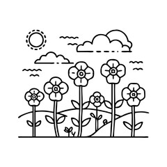 flanders field with poppies icon, flanders field with poppies line art - simple line art of flanders field with poppies, perfect for flanders field with poppies logos and icons
