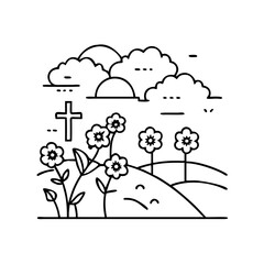 flanders field with poppies icon, flanders field with poppies line art - simple line art of flanders field with poppies, perfect for flanders field with poppies logos and icons