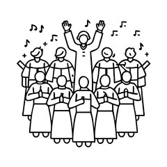 gospel choir icon, gospel choir line art - simple line art of gospel choir, perfect for gospel choir logos and icons