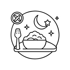 halal meal icon, halal meal line art - simple line art of halal meal, perfect for halal meal logos and icons