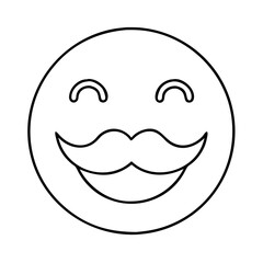 happy face with mustache icon, happy face with mustache line art - simple line art of happy face with mustache, perfect for happy face with mustache logos and icons