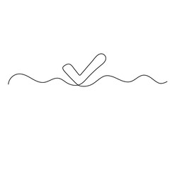 Check mark icon   continuous one line drawing of outline vector illustration 