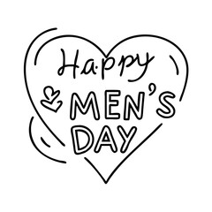 heart with happy men s day text icon, heart with happy men s day text line art - simple line art of heart with happy men s day text, perfect for heart with happy men s day text logos and icons