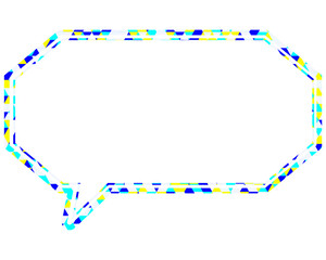 ステンドグラス風吹き出し　三角形模様　細長い八角形