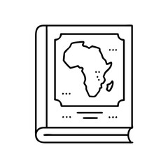 history book with africa emblem icon, history book with africa emblem line art - simple line art of history book with africa emblem, perfect for history book with africa emblem logos and icons