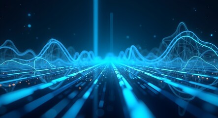 Blue Cyber Background with Data Mesh Visualization