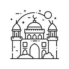 islamic heritage sites icon, islamic heritage sites line art - simple line art of islamic heritage sites, perfect for islamic heritage sites logos and icons