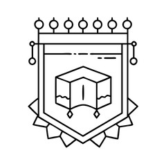 kaaba banner icon, kaaba banner line art - simple line art of kaaba banner, perfect for kaaba banner logos and icons