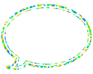 ステンドグラス風吹き出し　三角形模様　丸形