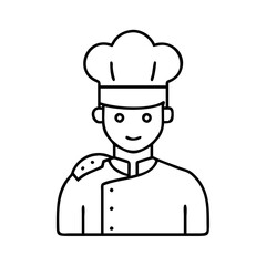 male chef or cooking icon, male chef or cooking line art - simple line art of male chef or cooking, perfect for male chef or cooking logos and icons