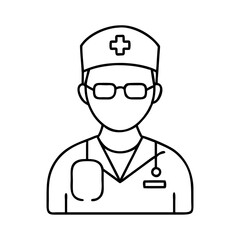 male doctor or nurse icon, male doctor or nurse line art - simple line art of male doctor or nurse, perfect for male doctor or nurse logos and icons