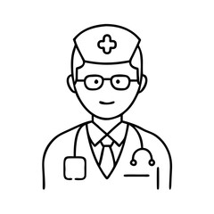 Fototapeta premium male doctor or nurse icon, male doctor or nurse line art - simple line art of male doctor or nurse, perfect for male doctor or nurse logos and icons