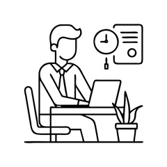 man at work icon, man at work line art - simple line art of man at work, perfect for man at work logos and icons