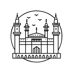 masjid al haram grand mosque icon, masjid al haram grand mosque line art - simple line art of masjid al haram grand mosque, perfect for masjid al haram grand mosque logos and icons
