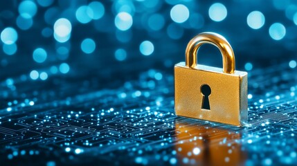 Enhanced digital security, padlock protecting circuit board in technological environment