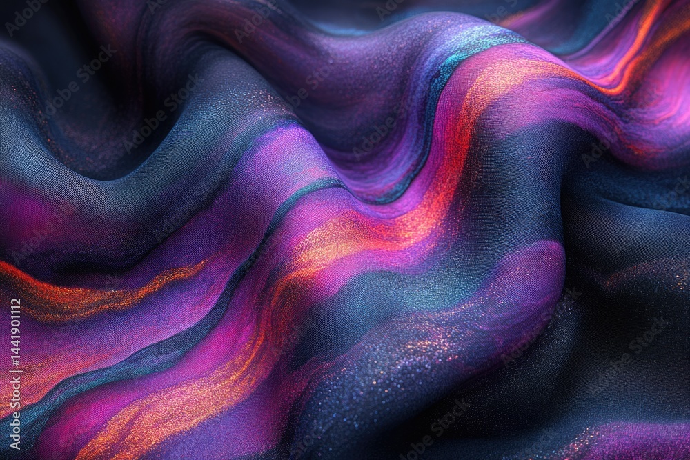 Poster abstract image of a dark purple and pink fabric with a shimmering texture, elegantly draped.