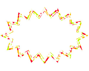 ステンドグラス風吹き出し　三角形模様　細長いギザギザした形