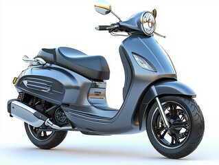 hyperrealistic image grey moped on a white background

