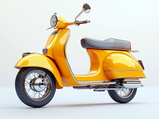 hyperrealistic image yellow moped on a white background