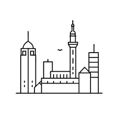 mecca skyline icon, mecca skyline line art - simple line art of mecca skyline, perfect for mecca skyline logos and icons