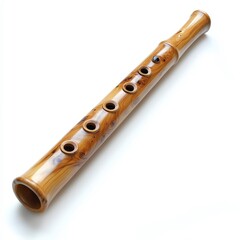 Naklejka premium Bamboo flute resting on a flat surface with intricate details of craftsmanship in natural light