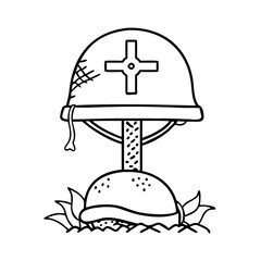 military helmet on a cross icon, military helmet on a cross line art - simple line art of military helmet on a cross, perfect for military helmet on a cross logos and icons