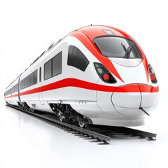 Naklejka premium Modern high-speed train showcased at a railway depot on a bright and clear day in the city