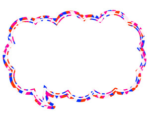 ステンドグラス風吹き出し　三角形模様　細長い雲形