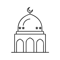 mosque icon, mosque line art - simple line art of mosque, perfect for mosque logos and icons
