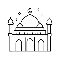 mosque icon, mosque line art - simple line art of mosque, perfect for mosque logos and icons