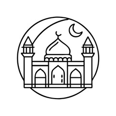 mosque icon, mosque line art - simple line art of mosque, perfect for mosque logos and icons