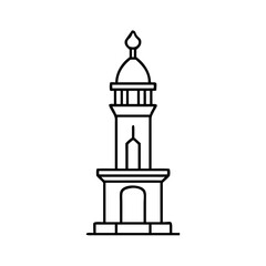 mosque minaret icon, mosque minaret line art - simple line art of mosque minaret, perfect for mosque minaret logos and icons