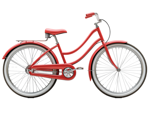 hyperrealistic image of a red bicycle on a white background

