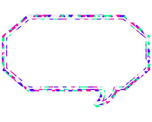 ステンドグラス風吹き出し　三角形模様　細長い八角形