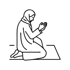 pilgrim praying in mina icon, pilgrim praying in mina line art - simple line art of pilgrim praying in mina, perfect for pilgrim praying in mina logos and icons