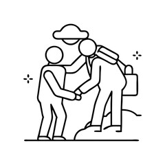 pilgrims helping each other icon, pilgrims helping each other line art - simple line art of pilgrims helping each other, perfect for pilgrims helping each other logos and icons