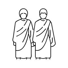 pilgrims in ihram clothing icon, pilgrims in ihram clothing line art - simple line art of pilgrims in ihram clothing, perfect for pilgrims in ihram clothing logos and icons
