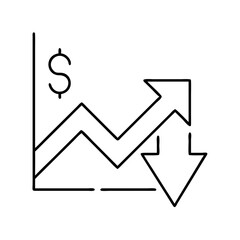 price drop arrow icon, price drop arrow line art - simple line art of price drop arrow, perfect for price drop arrow logos and icons