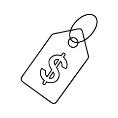 price tag with dollar sign icon, price tag with dollar sign line art - simple line art of price tag with dollar sign, perfect for price tag with dollar sign logos and icons
