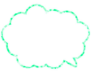 ステンドグラス風吹き出し　三角形模様　丸みのある雲形