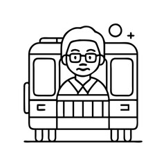 rosa parks on a bus icon, rosa parks on a bus line art - simple line art of rosa parks on a bus, perfect for rosa parks on a bus logos and icons