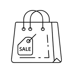 shopping bag with sale tag icon, shopping bag with sale tag line art - simple line art of shopping bag with sale tag, perfect for shopping bag with sale tag logos and icons